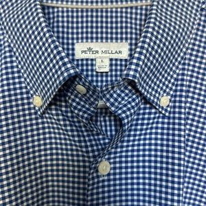 Peter Millar | Casual Shirt | Mens | Large | Gingham Pattern | Blue & White